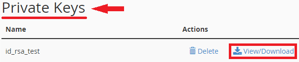 cpanel-view-download-private-keys